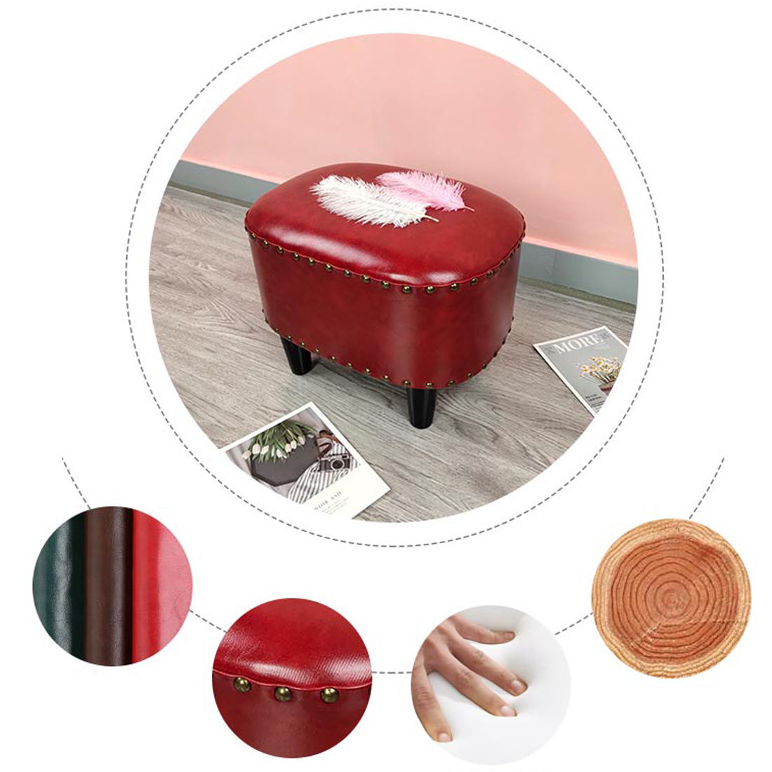 Solid wood storage stool with lift-off lid