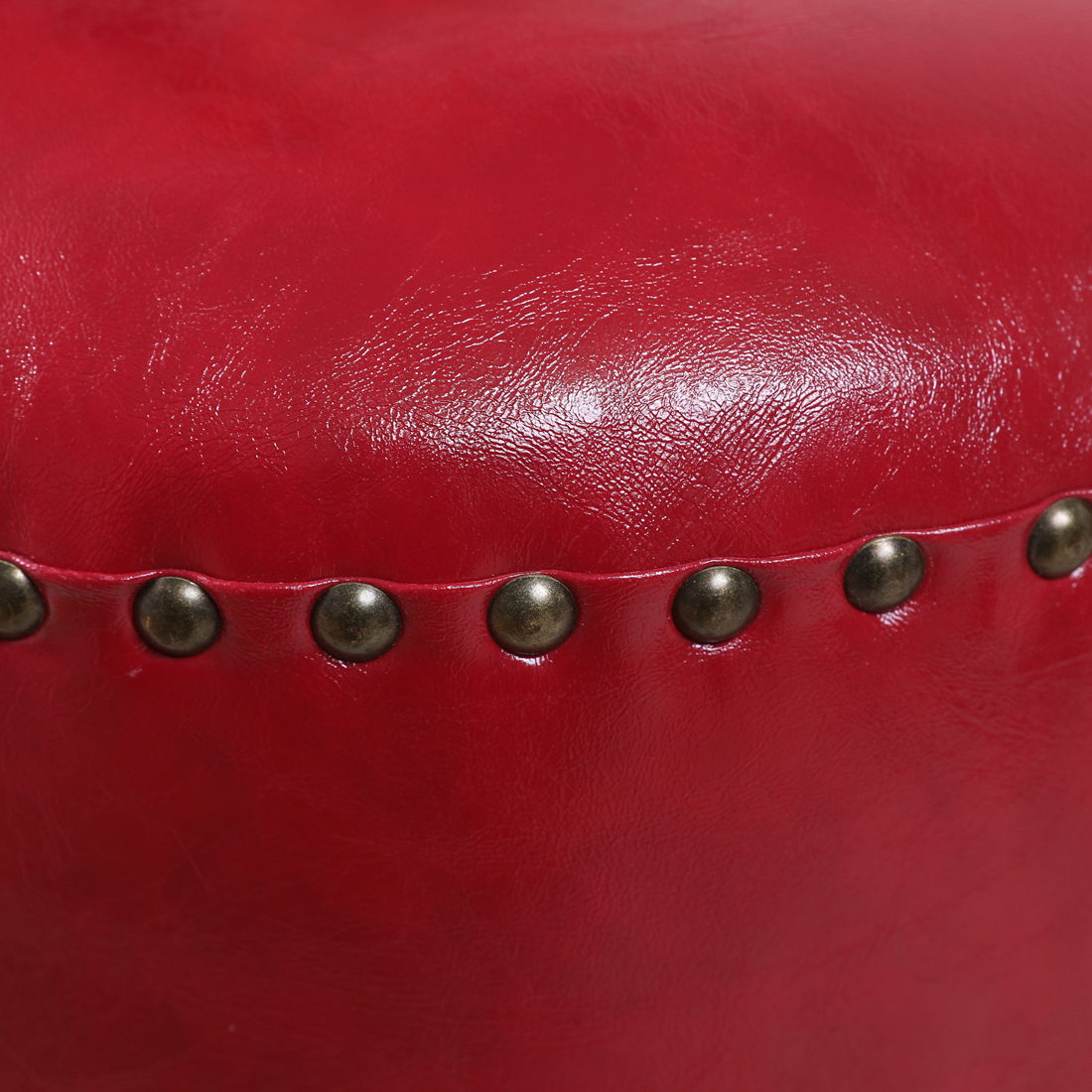 Faux Leather Rivet Footstool — Brown - Image 17