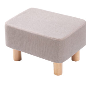 Rectangle Linen Footstool — Beige
