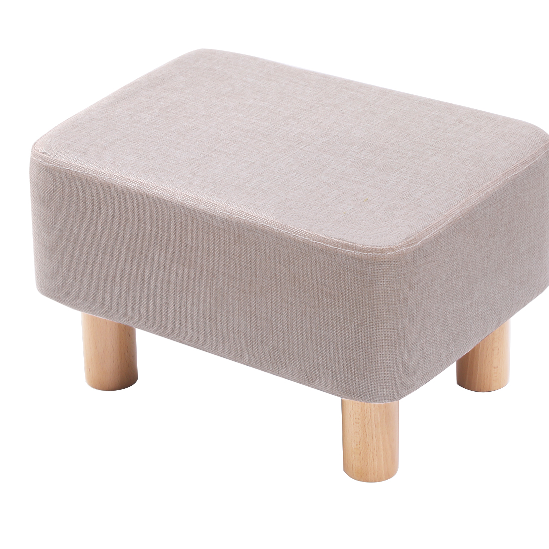 Rectangle Linen Footstool — Beige