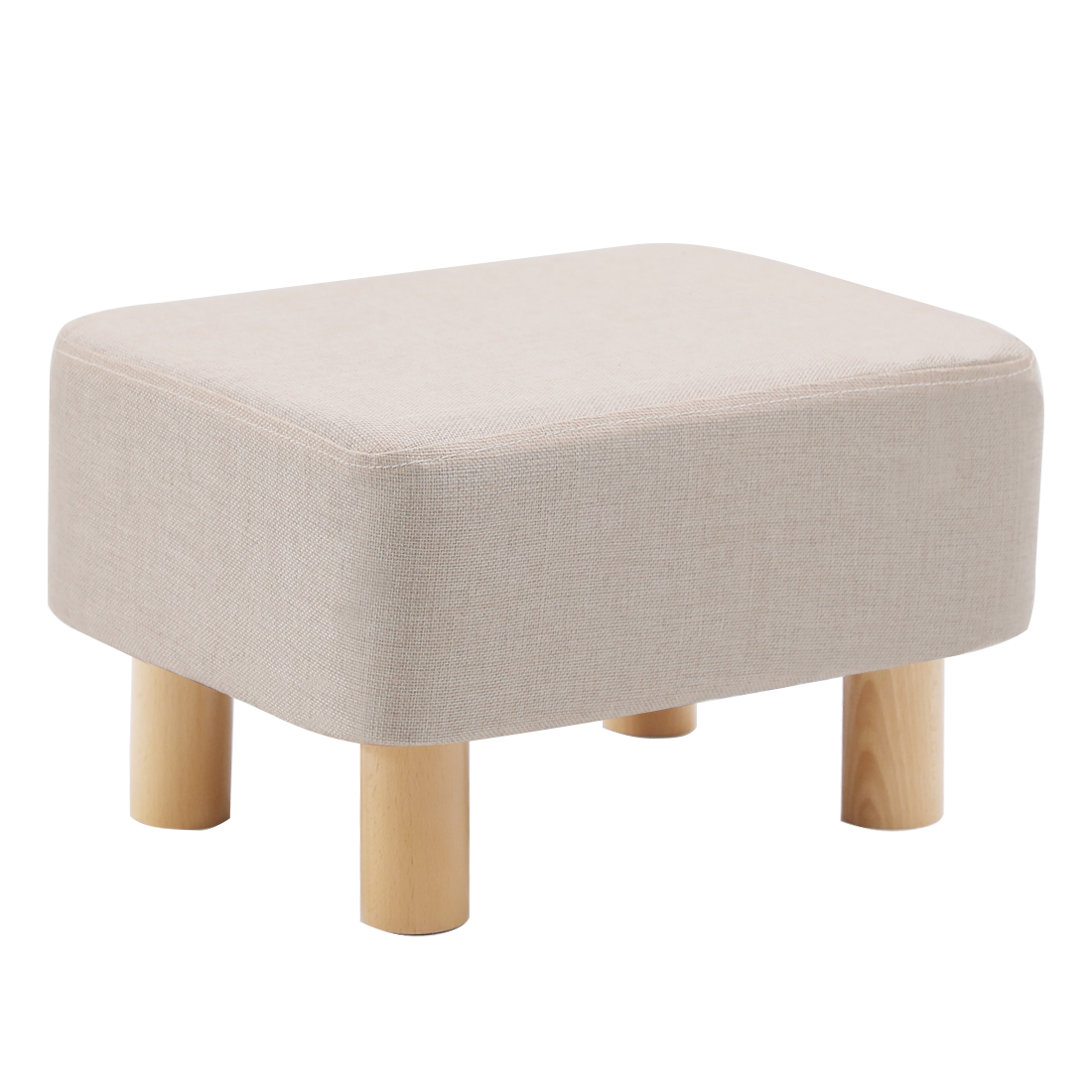 Rectangle Linen Footstool — Beige - Image 2