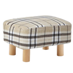 Rectangle Linen Footstool — Tartan