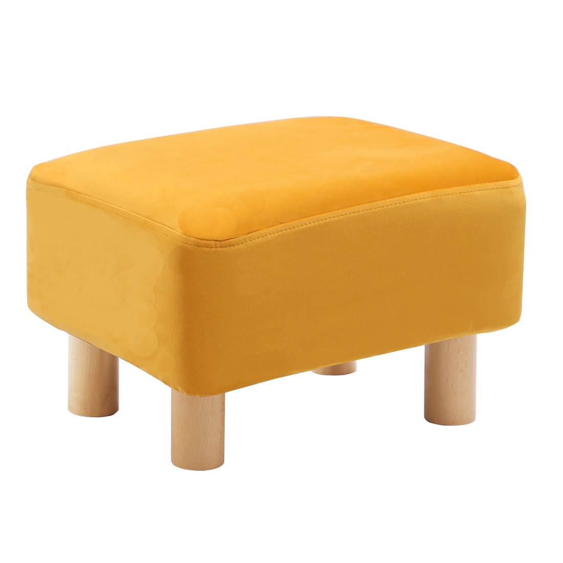 Rectangle Velvet Footstool — Yellow - Image 2