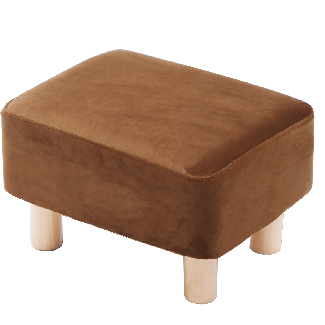 Rectangle Velvet Footstool — Brown