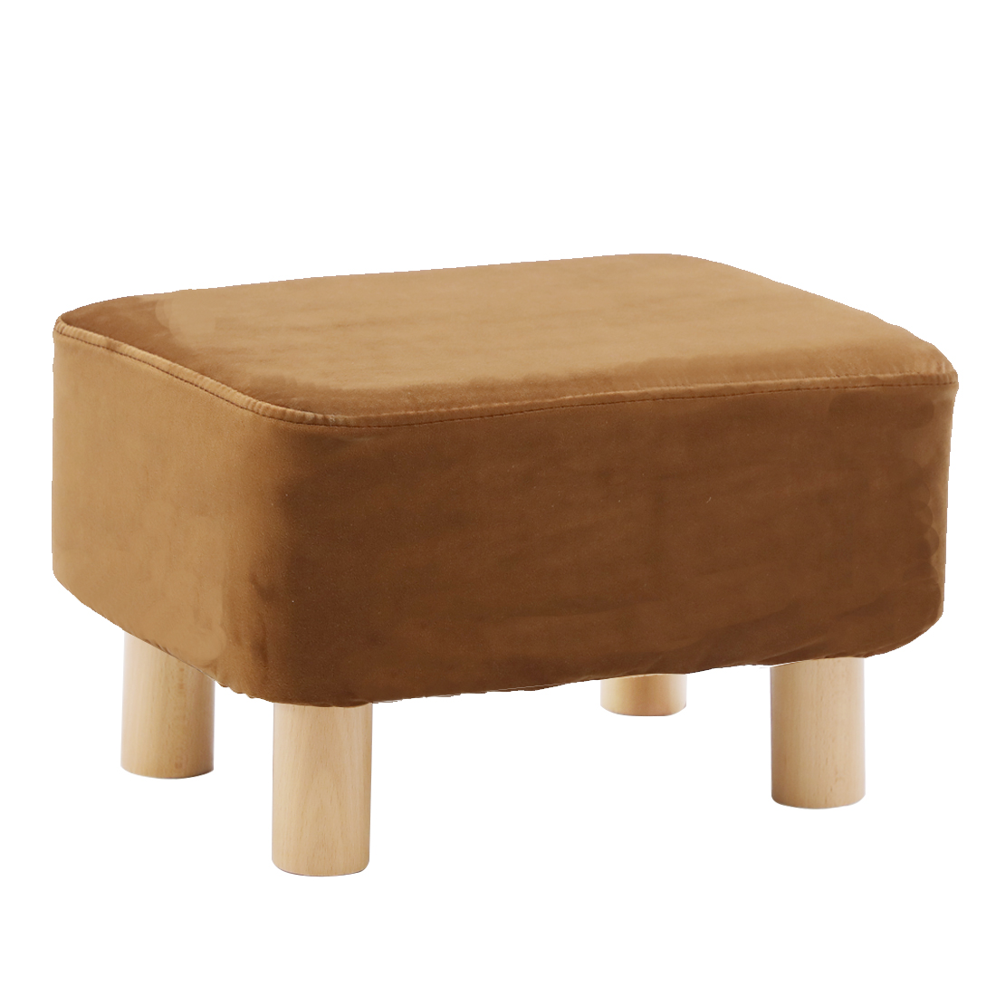 Rectangle Velvet Footstool — Brown - Image 2